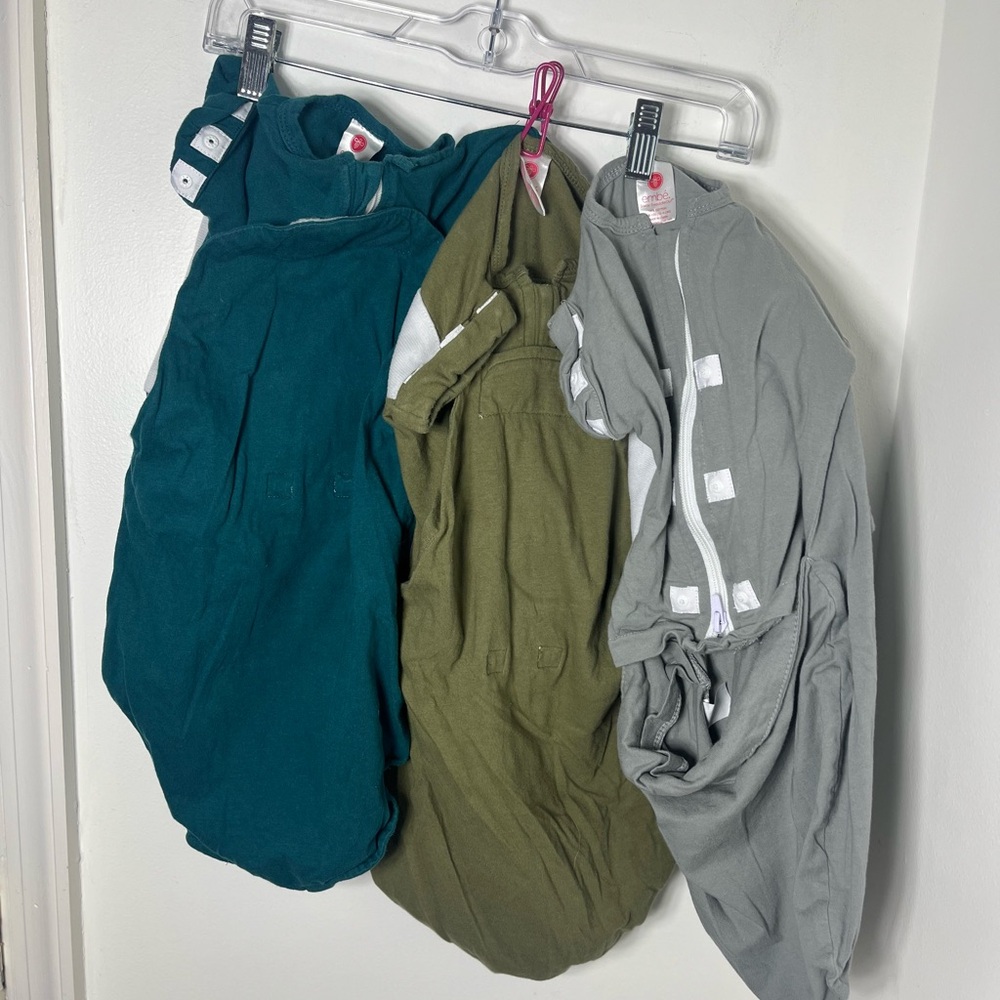 Embé 2-Way Swaddle Sack Lot of 3 Newborn Baby Sleep Swaddles Cotton